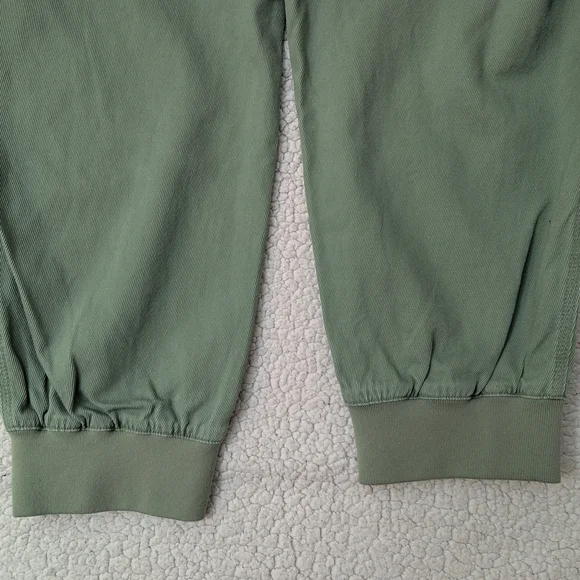 Olive Green Twill Jogger Pants - Picture 4 of 5